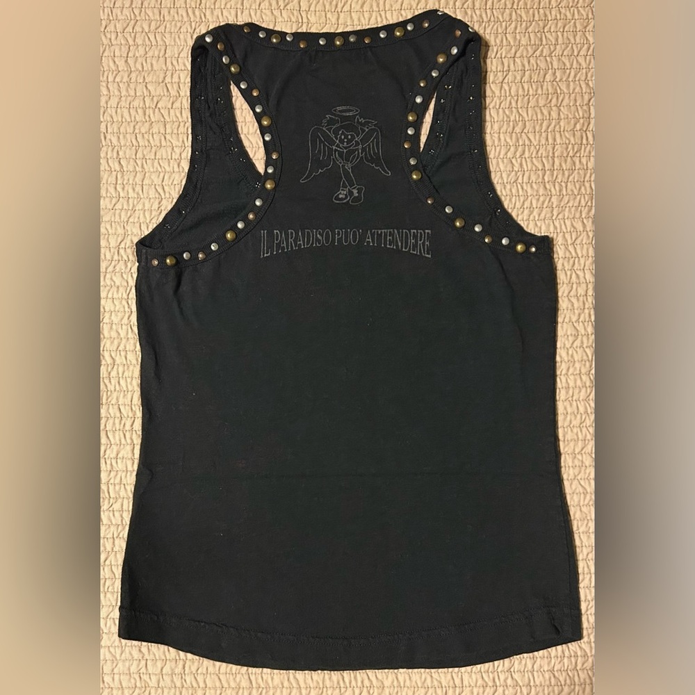 Rare Vintage Y2K Studded Angel Tank Black Small XS